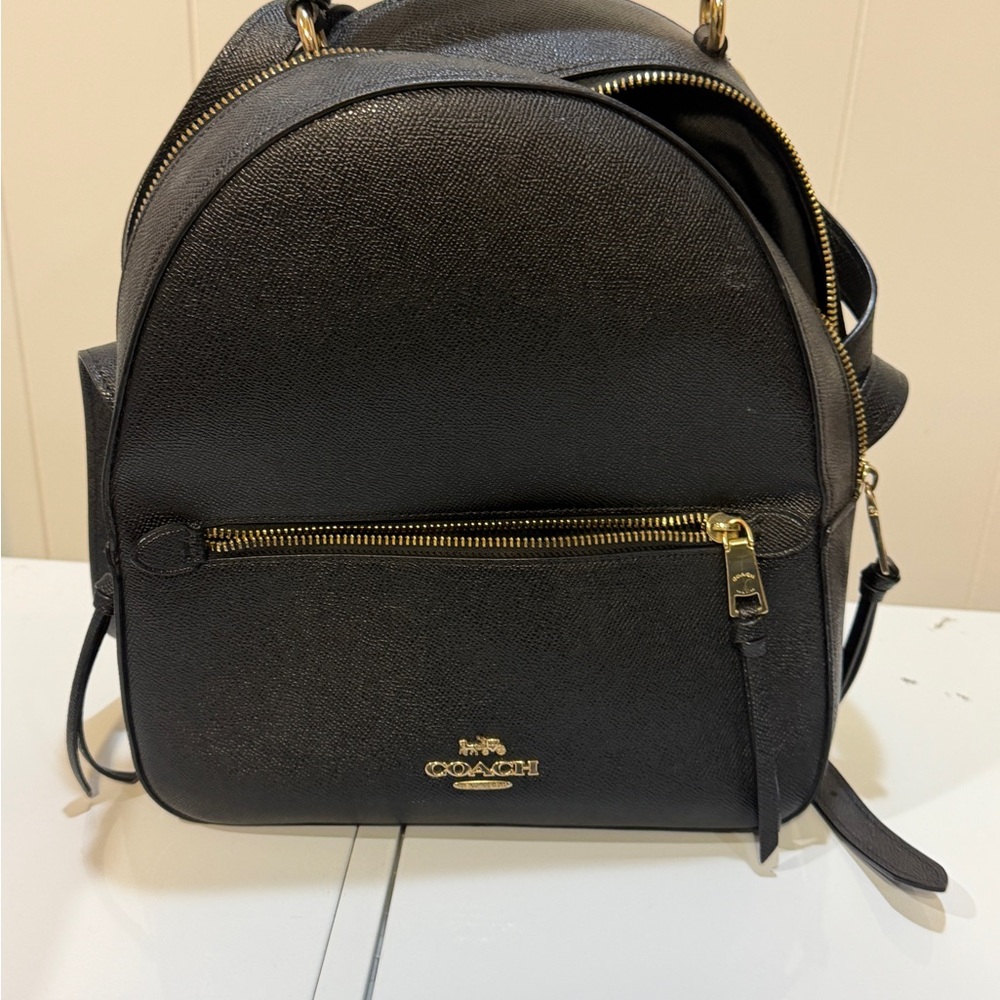 Coach Black Pebbled Leather Backpack with Gold Hardware